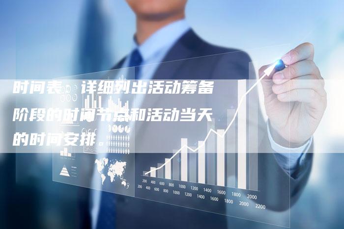 时间表：详细列出活动筹备阶段的时间节点和活动当天的时间安排。